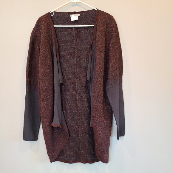 Sarah Pacini Cardigan Sweater Open Front Maroon Womens One Size - Picture 1 of 8